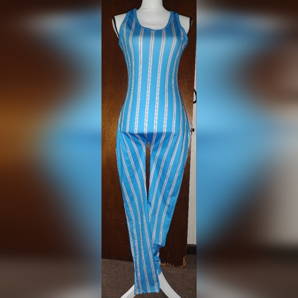 Blue Black White Strip Body Suit 🆕 - Picture 6 of 7
